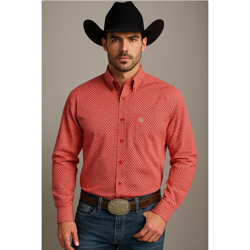 NWOT Ariat Gunnar Classic Fit Men's XXL Western Long Sleeved Shirt‎ Red Diamond